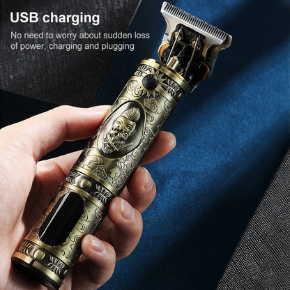 VGR V-228 5W USB Clipper ผมแกะสลักย้อนยุคพร้อมจอแสดงผลดิจิตอล LED, V-228 (Bronze), V-228 (Silver)