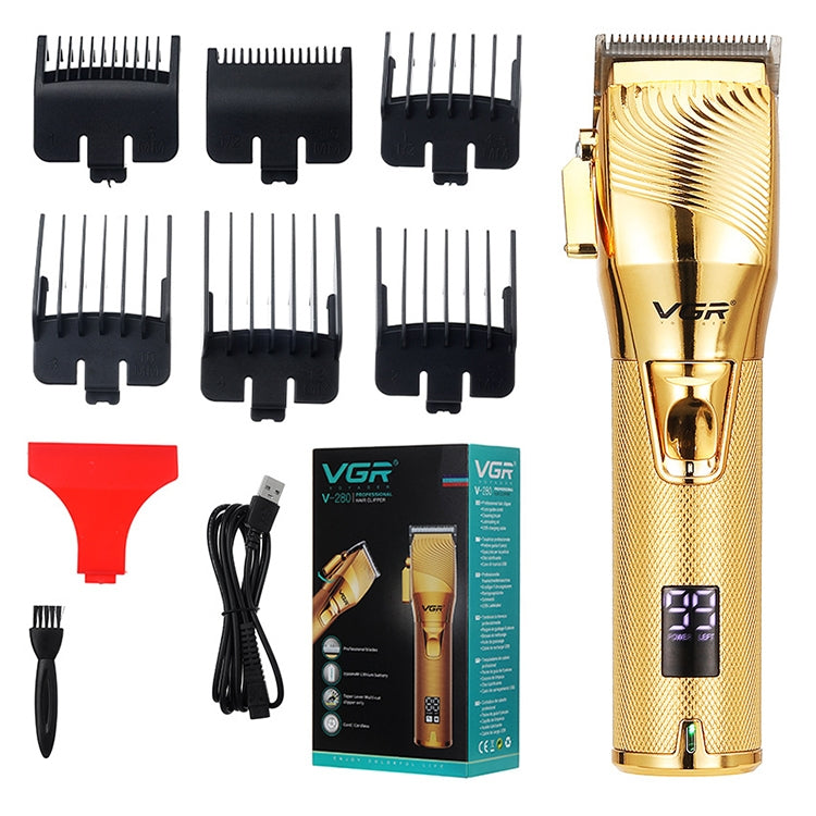 VGR V-280 10W USB Metal Electric Hair Clipper พร้อมจอแสดงผลดิจิตอล LED, V-280 (Gold)