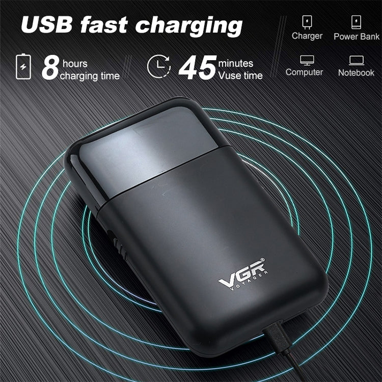 VGR V-390 5W USB เครื่องโกนหนวดไฟฟ้าแบบลูกสูบแบบพกพา, V-390 (Black), V-390 (Green)