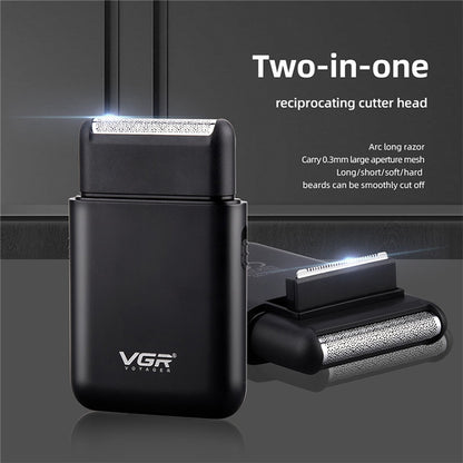 VGR V-390 5W USB เครื่องโกนหนวดไฟฟ้าแบบลูกสูบแบบพกพา, V-390 (Black), V-390 (Green)