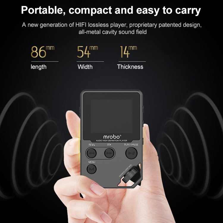 เครื่องเล่น MP3 ไฮไฟขนาด 1.8 นิ้วโลหะคุณภาพเสียงสูงเครื่องเล่นเพลง Lossless ระดับเริ่มต้นรองรับการ์ด TF / FM / E-Book