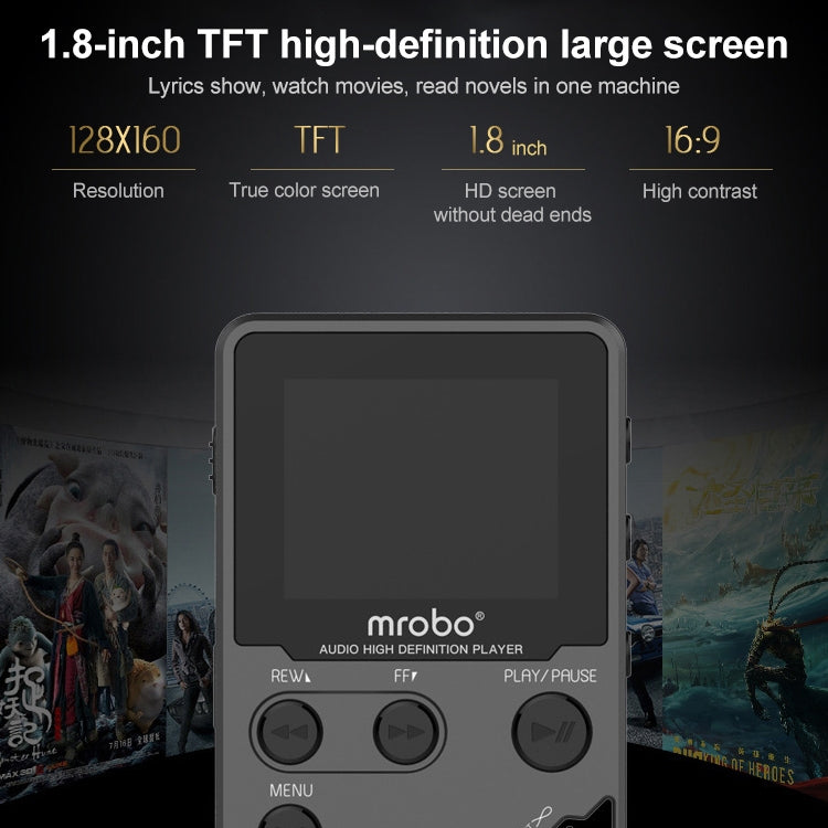 เครื่องเล่น MP3 ไฮไฟขนาด 1.8 นิ้วโลหะคุณภาพเสียงสูงเครื่องเล่นเพลง Lossless ระดับเริ่มต้นรองรับการ์ด TF / FM / E-Book