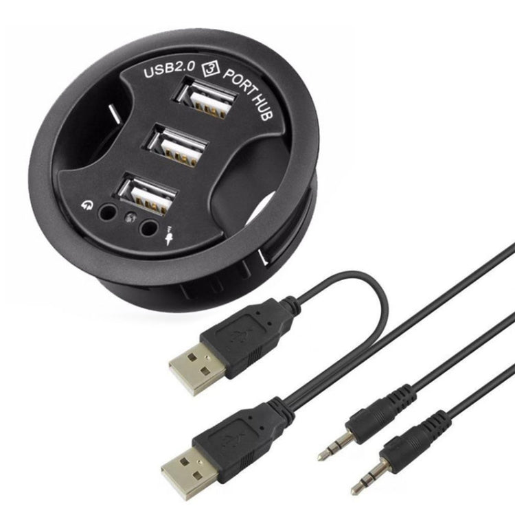 3 พอร์ต USB 2.0 Hub พร้อมแจ็คเสียงและไมโครโฟนขนาด 3.5 มม