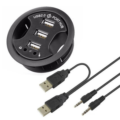 3 พอร์ต USB 2.0 Hub พร้อมแจ็คเสียงและไมโครโฟนขนาด 3.5 มม