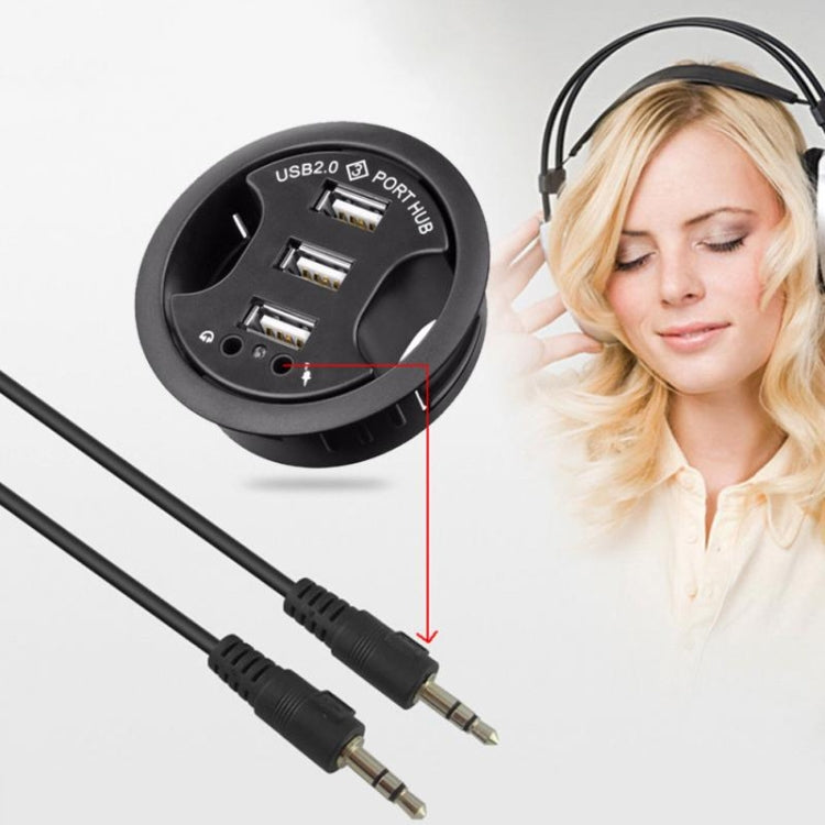 3 พอร์ต USB 2.0 Hub พร้อมแจ็คเสียงและไมโครโฟนขนาด 3.5 มม