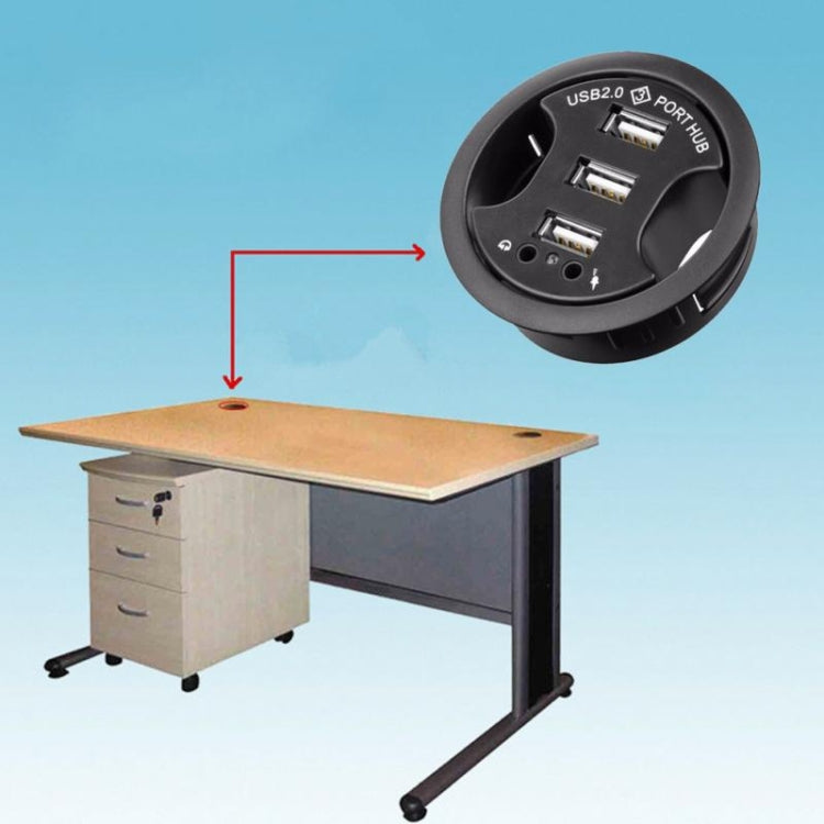 3 พอร์ต USB 2.0 Hub พร้อมแจ็คเสียงและไมโครโฟนขนาด 3.5 มม