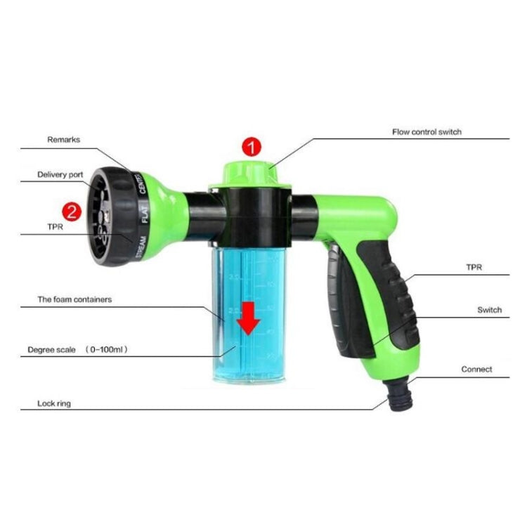 Professional แบบพกพามัลติฟังก์ชั่อัตโนมัติโฟมเครื่องซักผ้ารถยนต์ 3 เกรดปืนฉีดน้ำแรงดันสูงทำความสะอาดล้างหัวฉีดโฟม, Green, Yellow, Black