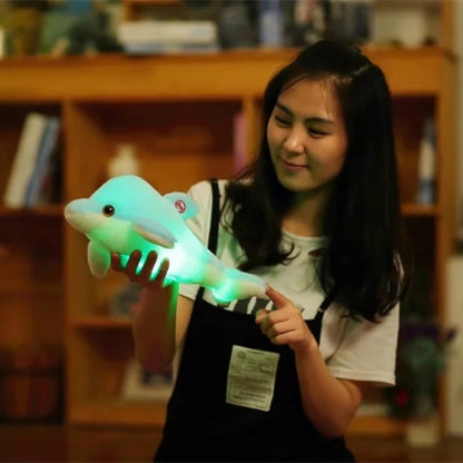 32ซม.น่ารักCreative Dolphinตุ๊กตาPlushของเล่นเรืองแสงไฟLEDเบาะหมอน
