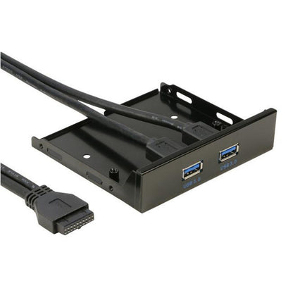 5.25 นิ้ว 2 พอร์ต USB3.0 ฟล็อปปี้ดิสก์แผงด้านหน้า HUB Splitter พร้อมอะแดปเตอร์ไฟ, 2 Ports USB