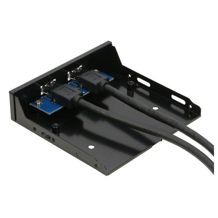 5.25 นิ้ว 2 พอร์ต USB3.0 ฟล็อปปี้ดิสก์แผงด้านหน้า HUB Splitter พร้อมอะแดปเตอร์ไฟ, 2 Ports USB