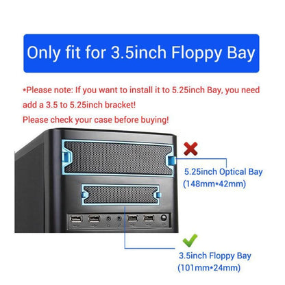 5.25 นิ้ว 2 พอร์ต USB3.0 ฟล็อปปี้ดิสก์แผงด้านหน้า HUB Splitter พร้อมอะแดปเตอร์ไฟ, 2 Ports USB