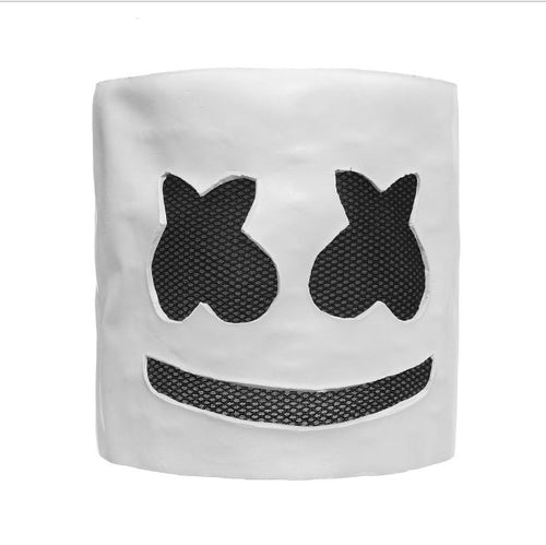 แฟชั่นปาร์ตี้ฮาโลวีน Marshmallow Mask Night Club Latex หน้ากากสีขาวผู้ใหญ่ DJ คอสเพลย์เครื่องแต่งกายหมวกนิรภัย, DJ Cosplay Helmet