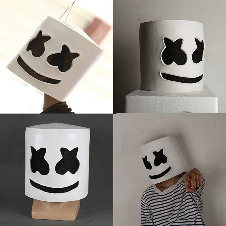 แฟชั่นปาร์ตี้ฮาโลวีน Marshmallow Mask Night Club Latex หน้ากากสีขาวผู้ใหญ่ DJ คอสเพลย์เครื่องแต่งกายหมวกนิรภัย, DJ Cosplay Helmet