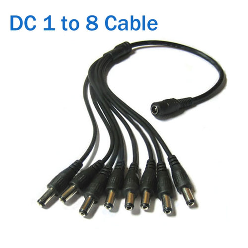 สายไฟ DC 1 ถึง 8 Power Splitter Adapter Cable สำหรับกล้องวงจรปิดรักษาความปลอดภัย