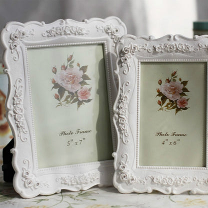ตกแต่งบ้านสไตล์ Pastoral Rose แกะสลักกรอบรูปตกแต่ง, Carved Picture Frame