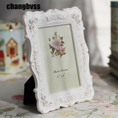 ตกแต่งบ้านสไตล์ Pastoral Rose แกะสลักกรอบรูปตกแต่ง, Carved Picture Frame