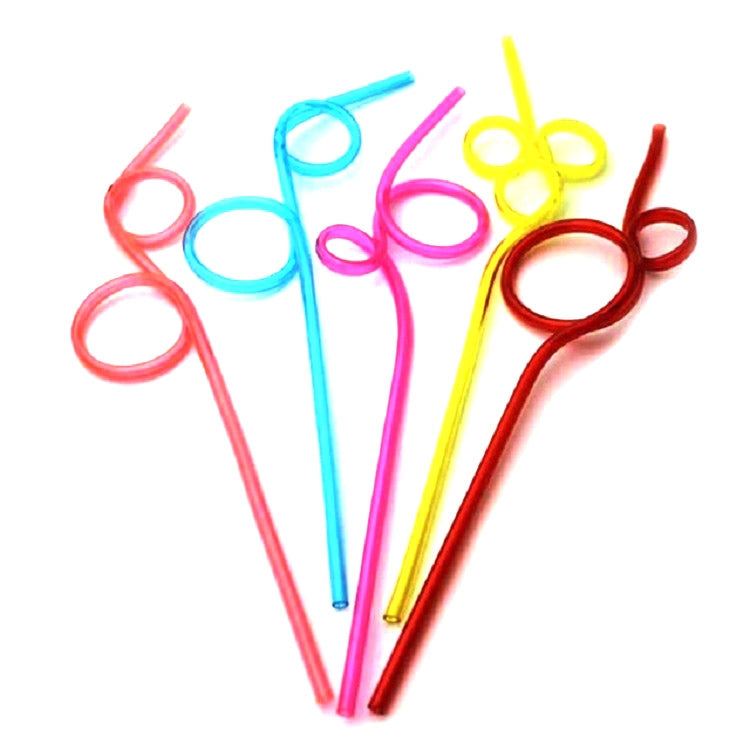 หลอดโค้งพลาสติกสร้างสรรค์ 10 ชิ้น จัดส่งสไตล์สีสุ่ม, Plastic Curved Straws