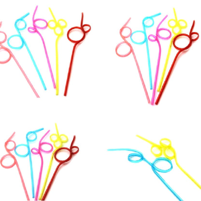 หลอดโค้งพลาสติกสร้างสรรค์ 10 ชิ้น จัดส่งสไตล์สีสุ่ม, Plastic Curved Straws