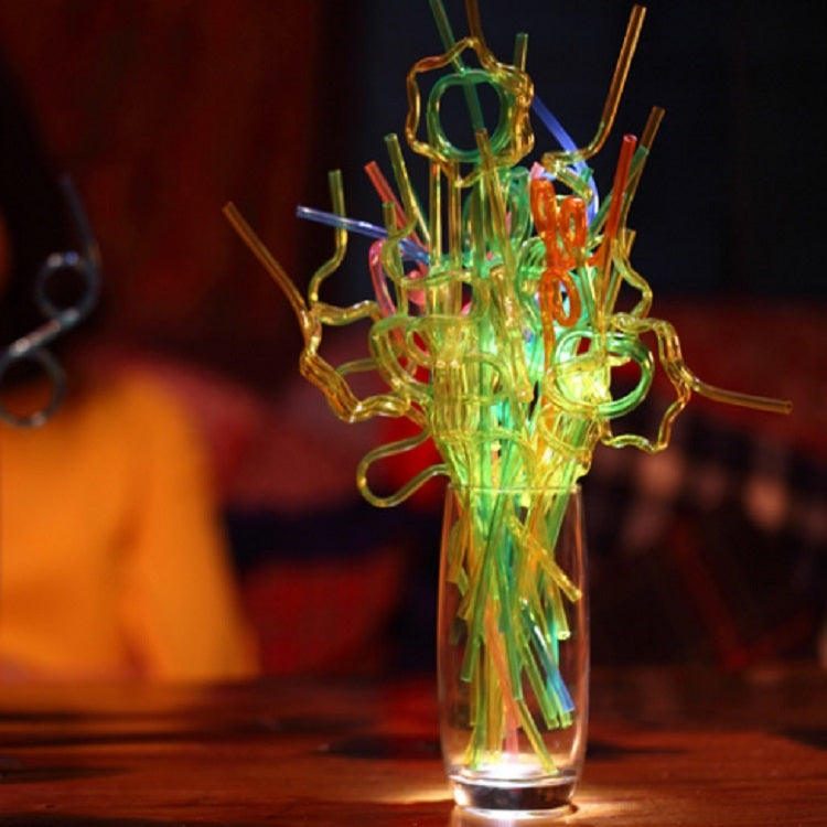 หลอดโค้งพลาสติกสร้างสรรค์ 10 ชิ้น จัดส่งสไตล์สีสุ่ม, Plastic Curved Straws