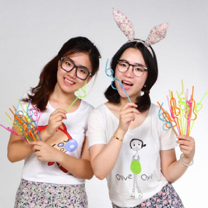 หลอดโค้งพลาสติกสร้างสรรค์ 10 ชิ้น จัดส่งสไตล์สีสุ่ม, Plastic Curved Straws