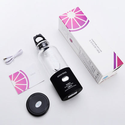 เครื่องคั้นน้ำผลไม้มัลติฟังก์ชั่น Rotatory Extractor Cup แบบพกพา USB ชาร์จคั้นน้ำผลไม้เครื่องปั่นพร้อมใบมีด 6 ใบ, Black, Pink, Blue