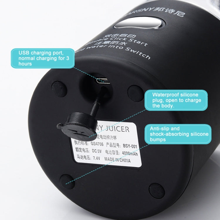 เครื่องคั้นน้ำผลไม้มัลติฟังก์ชั่น Rotatory Extractor Cup แบบพกพา USB ชาร์จคั้นน้ำผลไม้เครื่องปั่นพร้อมใบมีด 6 ใบ, Black, Pink, Blue