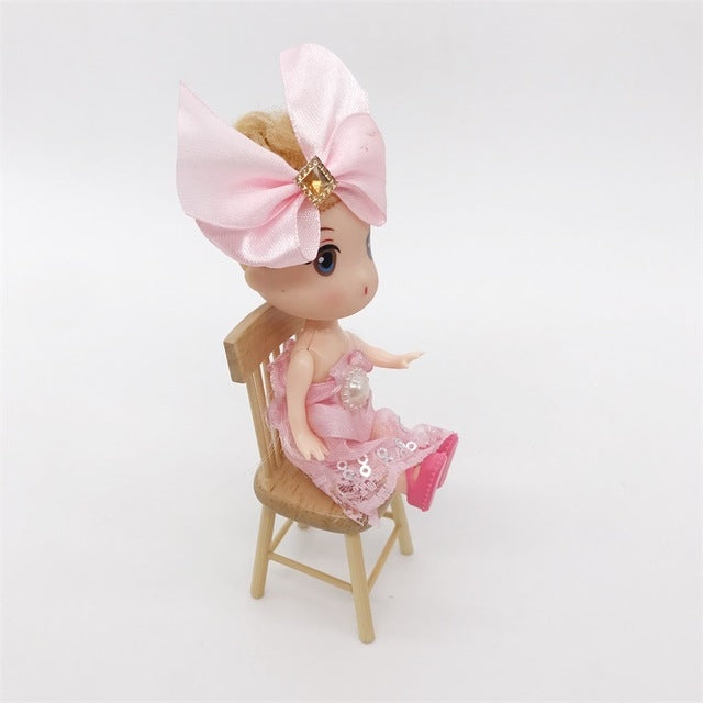 3 PCS ตุ๊กตา House Miniature ห้องรับประทานอาหารเฟอร์นิเจอร์เก้าอี้ไม้ของเล่นเพื่อการศึกษาเด็ก