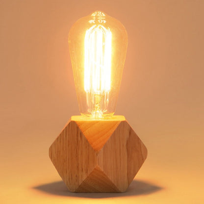 ไม้เนื้อแข็งตกแต่ง LED ไฟกลางคืนที่ทันสมัยเรียบง่ายอบอุ่นห้องนอนโคมไฟข้างเตียงโคมไฟตั้งโต๊ะขนาดเล็กโดยไม่ต้องหลอดไฟ LED, สหภาพยุโรปเสียบ