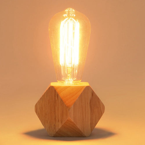 ไม้เนื้อแข็งตกแต่ง LED ไฟกลางคืนที่ทันสมัยเรียบง่ายอบอุ่นห้องนอนโคมไฟข้างเตียงโคมไฟตั้งโต๊ะขนาดเล็กโดยไม่ต้องหลอดไฟ LED, สหภาพยุโรปเสียบ