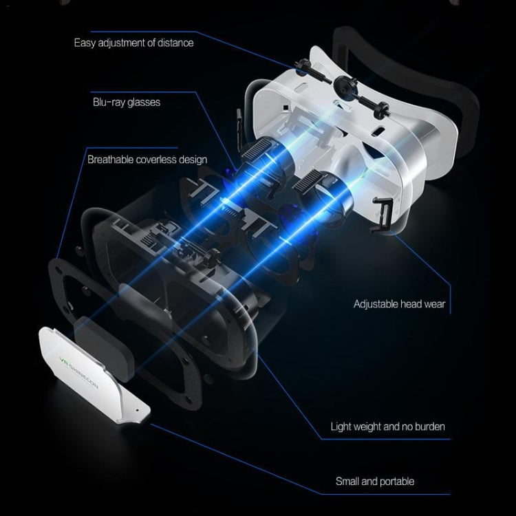 แว่นตา VR Shinecon 5th Generation VR แว่นตา 3D แว่นตาเสมือนจริงน้ำหนักเบาแบบพกพาสำหรับ 4.7-6.0 นิ้วโทรศัพท์มือถือ