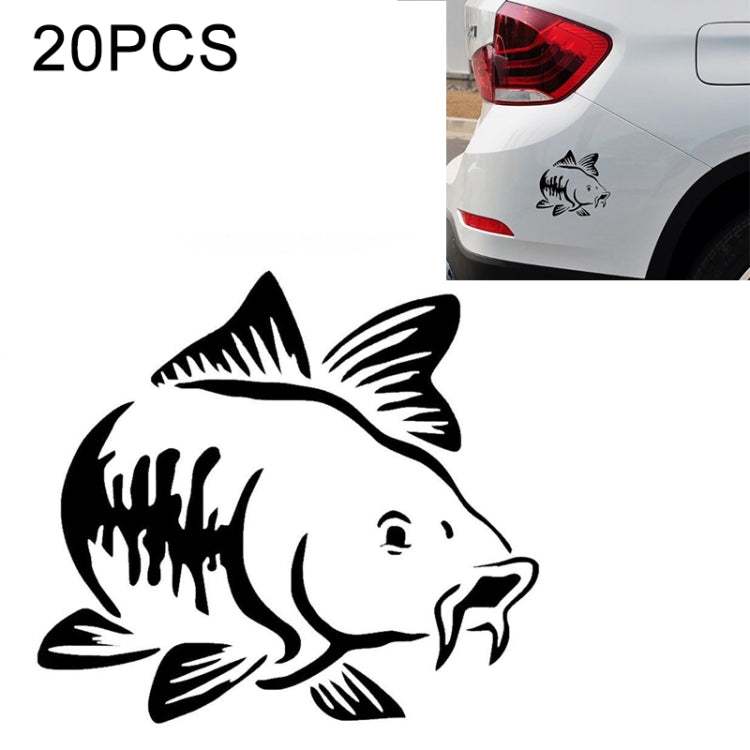 20 ชิ้นปลาคาร์พปลารูปร่างหน้าต่างรถสติกเกอร์สะท้อนแสงตกแต่งสไตล์รถ, Carp Fish