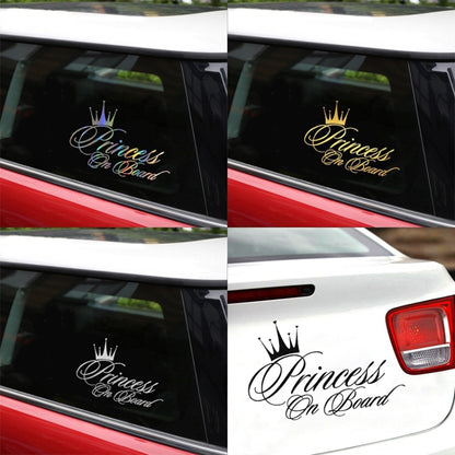 Princess Baby Pattern Car Decal สติ๊กเกอร์สะท้อนแสงเลเซอร์ไวนิลติดรถยนต์, ขนาด: 16.5x10.9 ซม