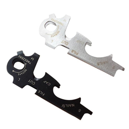 8 in 1 Multitools EDC พวงกุญแจสแตนเลสอุปกรณ์การอยู่รอดกลางแจ้ง Gear, 8 in 1 (Black), 8 in 1 (Silver)