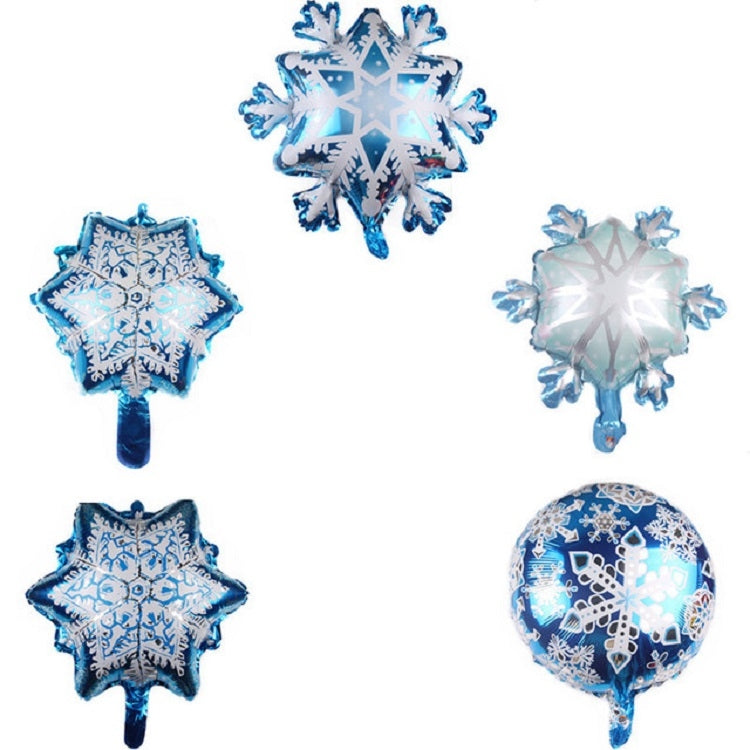 5 ชิ้นเกล็ดหิมะรูปวันหยุดตกแต่งอลูมิเนียมฟิล์มบอลลูน, 32×36cm Mini Snowflake, 29×40cm Mini Snowflake, 45×45cm Snowflake, 73×73cm Large Snowflake