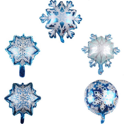 5 ชิ้นเกล็ดหิมะรูปวันหยุดตกแต่งอลูมิเนียมฟิล์มบอลลูน, 32×36cm Mini Snowflake, 29×40cm Mini Snowflake, 45×45cm Snowflake, 73×73cm Large Snowflake