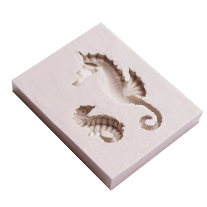 2 ชิ้น Hippocampus DIY การสร้างแบบจำลองแม่พิมพ์ F Ondant ซิลิโคนเค้กช็อคโกแลตแม่พิมพ์อบเครื่องมือ, Hippocampus Shape(Pink), Hippocampus Shape(Gray)