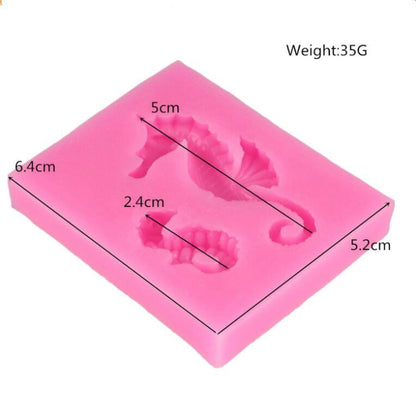 2 ชิ้น Hippocampus DIY การสร้างแบบจำลองแม่พิมพ์ F Ondant ซิลิโคนเค้กช็อคโกแลตแม่พิมพ์อบเครื่องมือ, Hippocampus Shape(Pink), Hippocampus Shape(Gray)