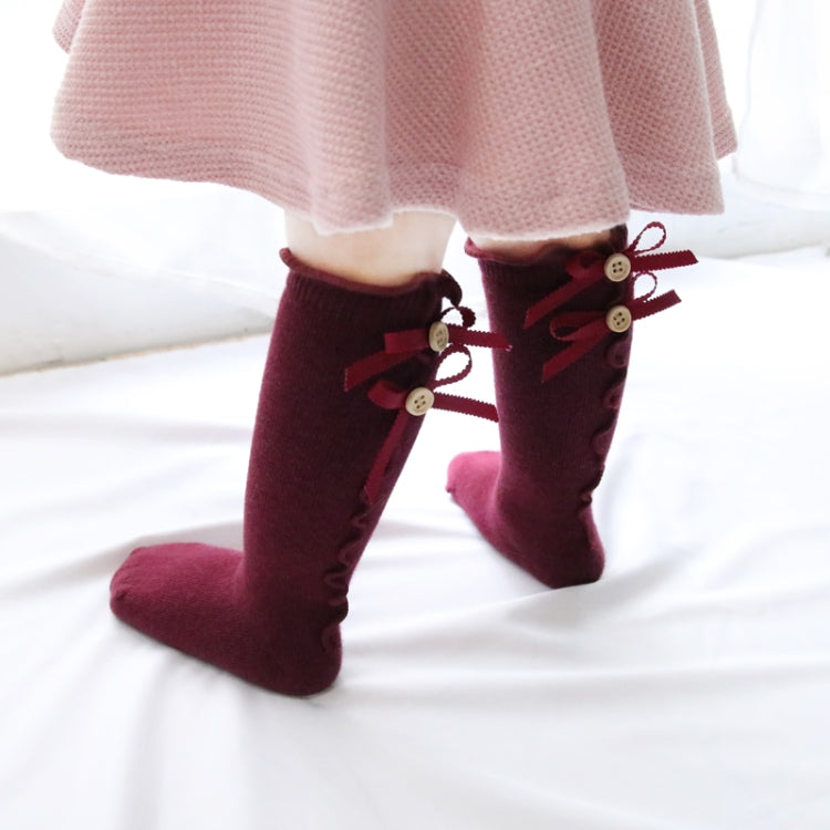 ถุงเท้าโบว์ลูกไม้เชื้อราเข่าสูงน่ารักสำหรับเด็ก, XL
