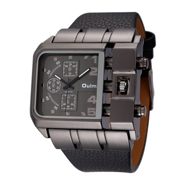 Oulm 3364 Men Square Dial เข็มขัดหนังนาฬิกาควอทซ์, 3364 Black, 3364 White, 3364 Coffee, 3364 Blue, 3364 Red