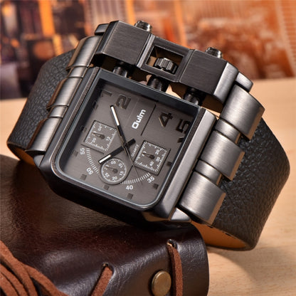 Oulm 3364 Men Square Dial เข็มขัดหนังนาฬิกาควอทซ์, 3364 Black, 3364 White, 3364 Coffee, 3364 Blue, 3364 Red