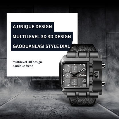 Oulm 3364 Men Square Dial เข็มขัดหนังนาฬิกาควอทซ์, 3364 Black, 3364 White, 3364 Coffee, 3364 Blue, 3364 Red