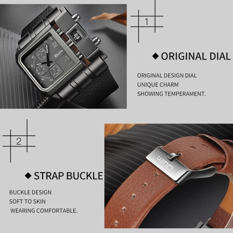 Oulm 3364 Men Square Dial เข็มขัดหนังนาฬิกาควอทซ์, 3364 Black, 3364 White, 3364 Coffee, 3364 Blue, 3364 Red