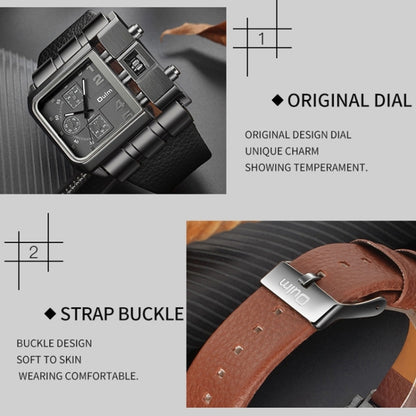 Oulm 3364 Men Square Dial เข็มขัดหนังนาฬิกาควอทซ์, 3364 Black, 3364 White, 3364 Coffee, 3364 Blue, 3364 Red