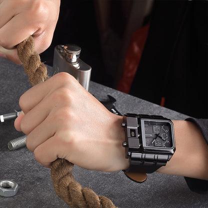Oulm 3364 Men Square Dial เข็มขัดหนังนาฬิกาควอทซ์, 3364 Black, 3364 White, 3364 Coffee, 3364 Blue, 3364 Red