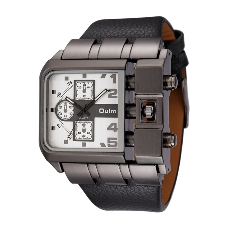Oulm 3364 Men Square Dial เข็มขัดหนังนาฬิกาควอทซ์, 3364 Black, 3364 White, 3364 Coffee, 3364 Blue, 3364 Red
