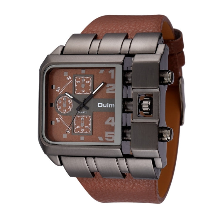 Oulm 3364 Men Square Dial เข็มขัดหนังนาฬิกาควอทซ์, 3364 Black, 3364 White, 3364 Coffee, 3364 Blue, 3364 Red