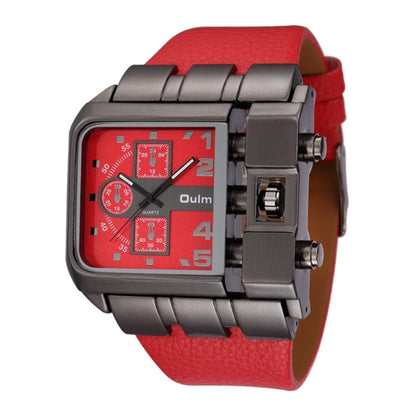 Oulm 3364 Men Square Dial เข็มขัดหนังนาฬิกาควอทซ์, 3364 Black, 3364 White, 3364 Coffee, 3364 Blue, 3364 Red