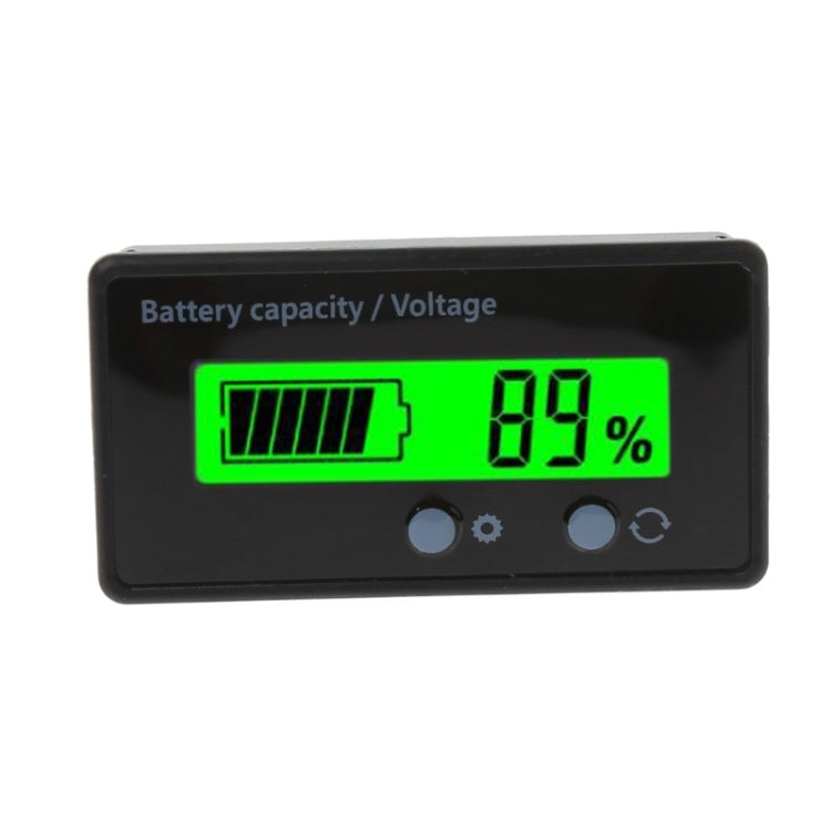 GY-6S 12V แบตเตอรี่ตะกั่วกรดเครื่องวัดแบตเตอรี่ลิเธียมความจุตัวบ่งชี้จอแสดงผลเครื่องทดสอบเปอร์เซ็นต์โวลต์มิเตอร์, 12V Green Light
