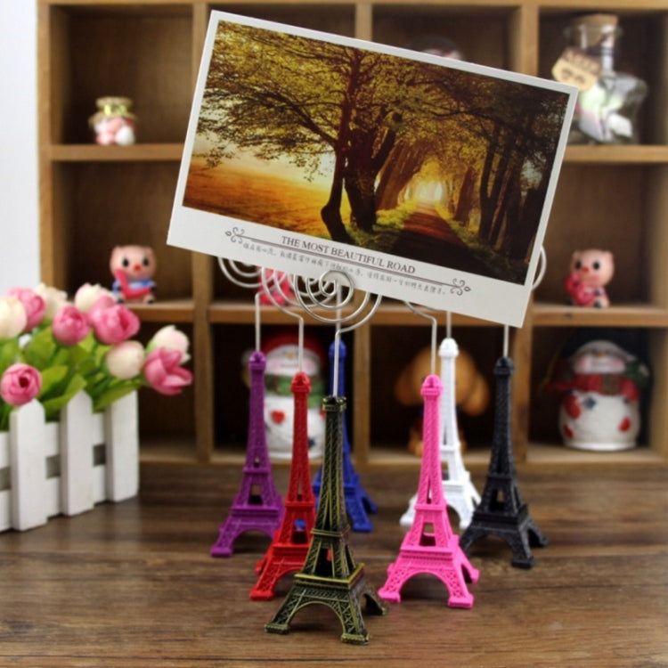 MINI EIFFEL Tower รูปร่างเดสก์ท็อปรูปปั้นข้อมูล Notecard ผู้ถือคลิปภาพหน้าแรก Art Deco ของขวัญ,การจัดส่งสีสุ่ม, Eiffel Tower Shape Card Holder