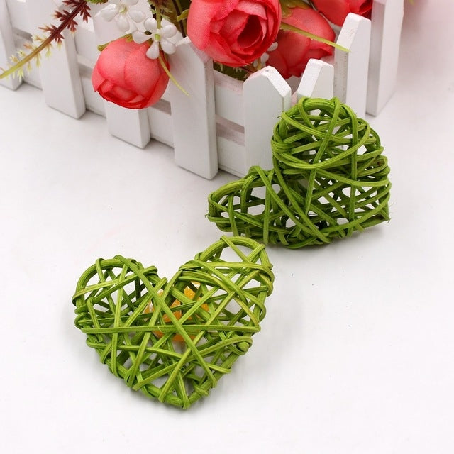 5 ชิ้น 6 เซนติเมตรฟางประดิษฐ์ DIY ตกแต่งหวายหัวใจคริสต์มาสตกแต่งบ้านเครื่องประดับ